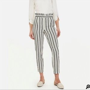 Express High Waisted Stripe Ruffle Ankle Pants 14R